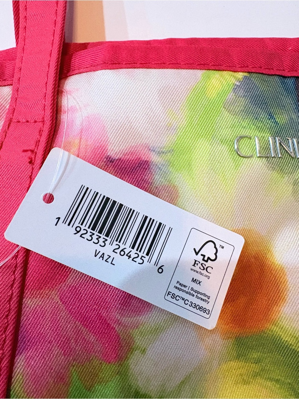 Clinique lightweight Floral Tote Bag & makeup bag in Multicolor with Pink Trim - Picture 4 of 15